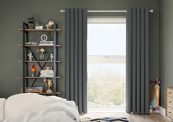 Kyoto Faux Silk, Anthracite - Made to Measure Curtains - Image 3